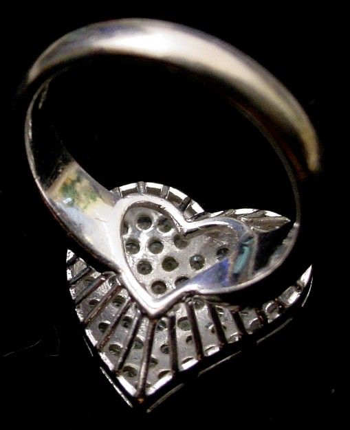 Estate 14Karat White Gold Large Pave Diamond Ring "HEART SHAPE" Estate 14Karat White Gold Large Pave Diamond Ring "HEART SHAPE"