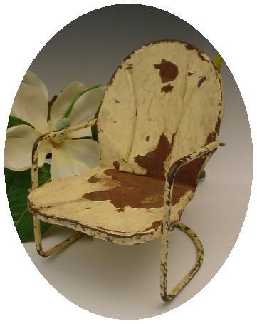 Adorable Shabby Chic Metal Rocking Doll Chair or Salesman's Sample Adorable Shabby Chic Metal Rocking Doll Chair or Salesman's Sample