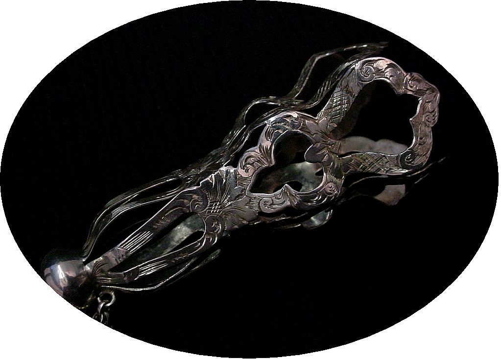 Magnificent 1860 Sterling Tussie Mussie Posey Holder with the Original Ring and Pin Magnificent 1860 Sterling Tussie Mussie Posey Holder with the Original Ring and Pin