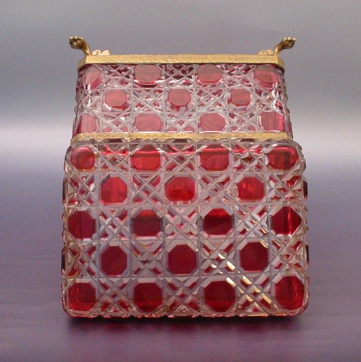 Grandest Antique Baccarat Red Cut to Clear Casket "Paw Feet" Grandest Antique Baccarat Red Cut to Clear Casket "Paw Feet"