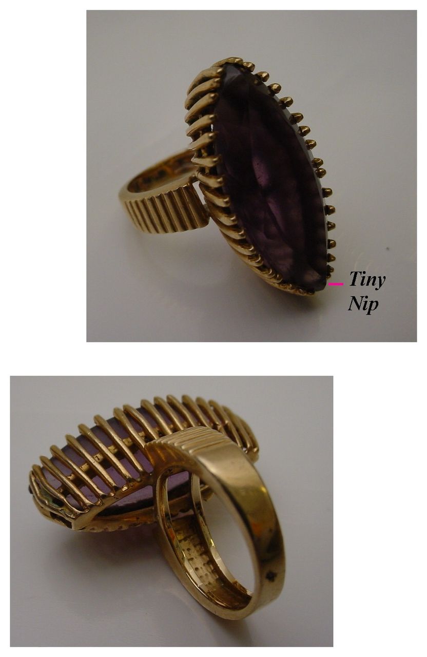 Exquisite Estate Marquise-cut Amethyst Ring "14 Karat Unique Mounting" Exquisite Estate Marquise-cut Amethyst Ring "14 Karat Unique Mounting"