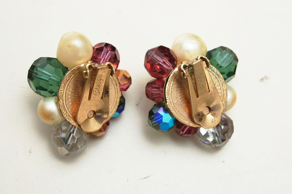 Hattie Carnegie Colorful Crystal and Faux Pearl Earrings Hattie Carnegie Colorful Crystal and Faux Pearl Earrings