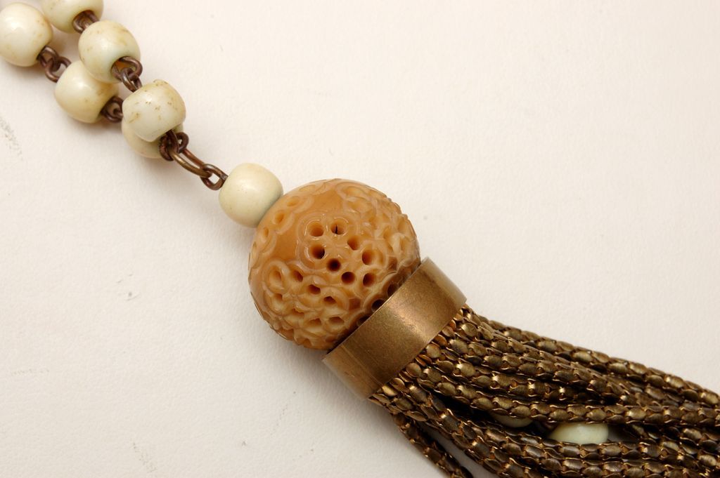 Carved Nut and Chain Necklace Carved Nut and Chain Necklace
