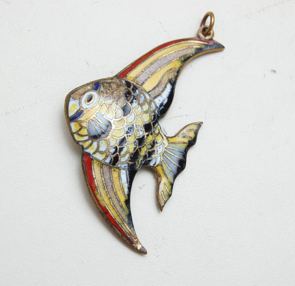 Angel Fish Enameled Pendant or Charm Angel Fish Enameled Pendant or Charm