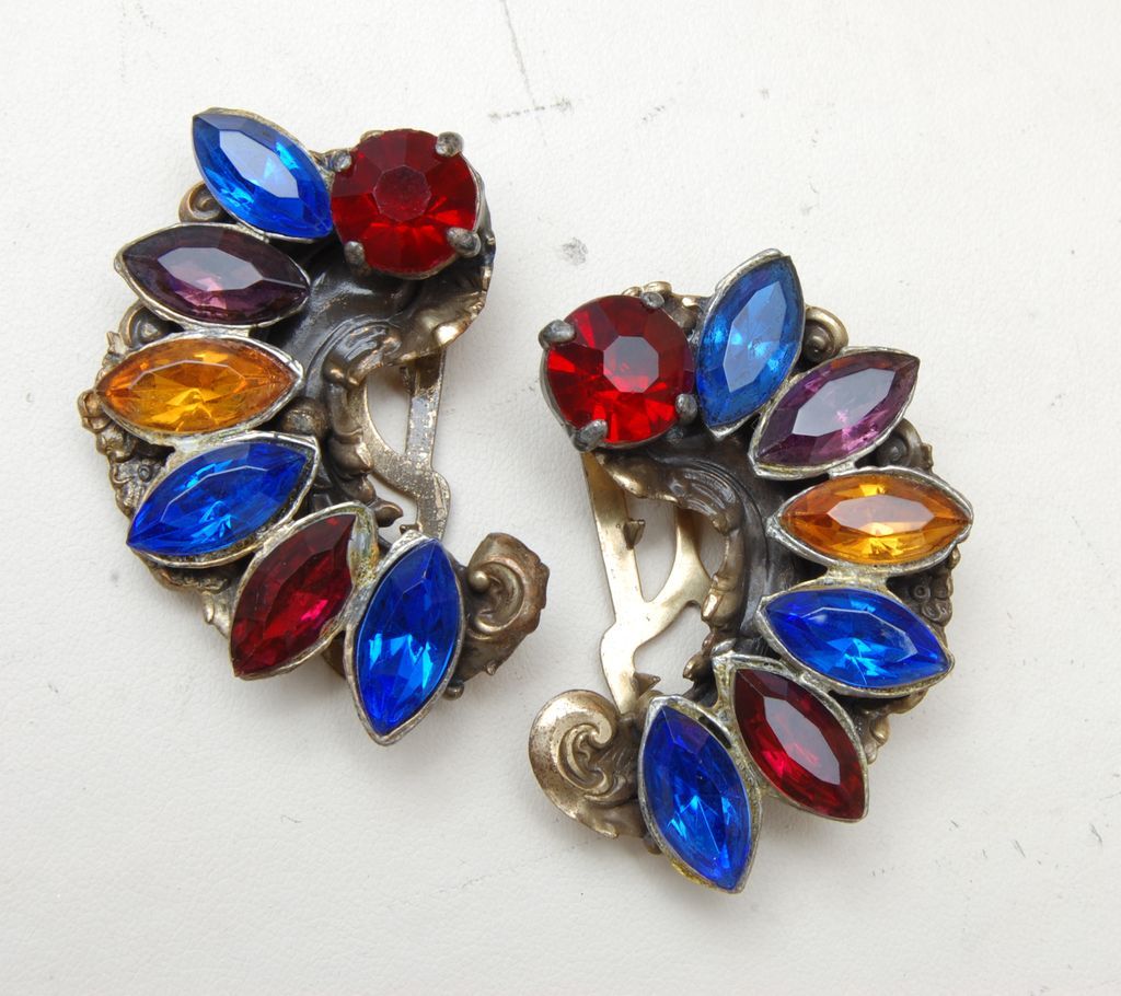 Colorful Pair of Rhinestone Dress Clips Colorful Pair of Rhinestone Dress Clips