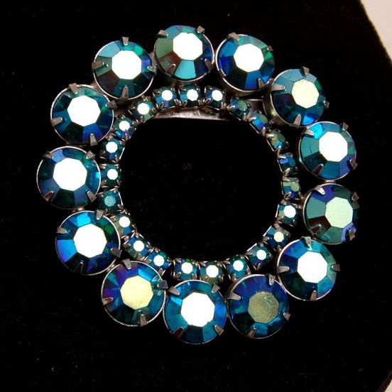 Blue Green AB Rhinestone Brooch Blue Green AB Rhinestone Brooch