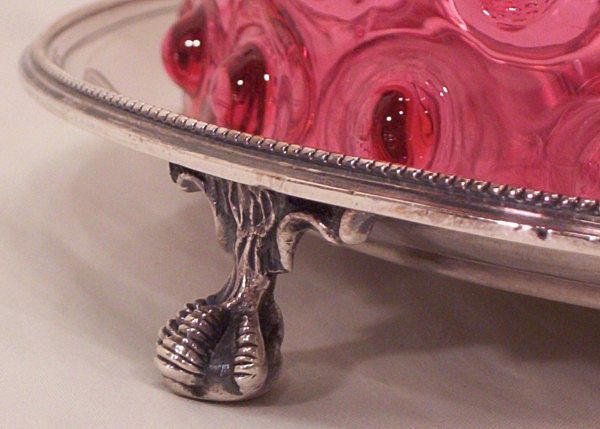 Cranberry Hobnail Glass Cheese Dome w/ Silver Plate Base Cranberry Hobnail Glass Cheese Dome w/ Silver Plate Base