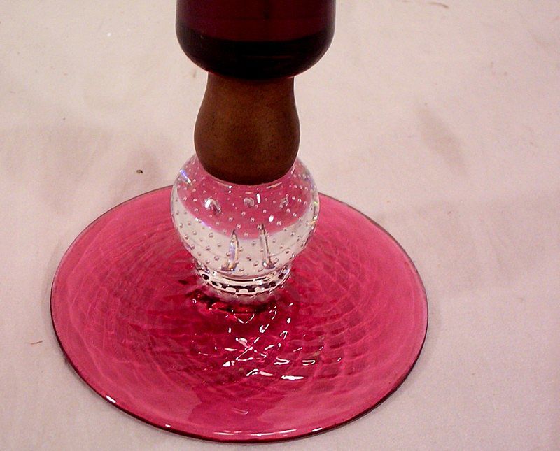 Pair Point Cranberry Glass Candle Stick Pair Point Cranberry Glass Candle Stick