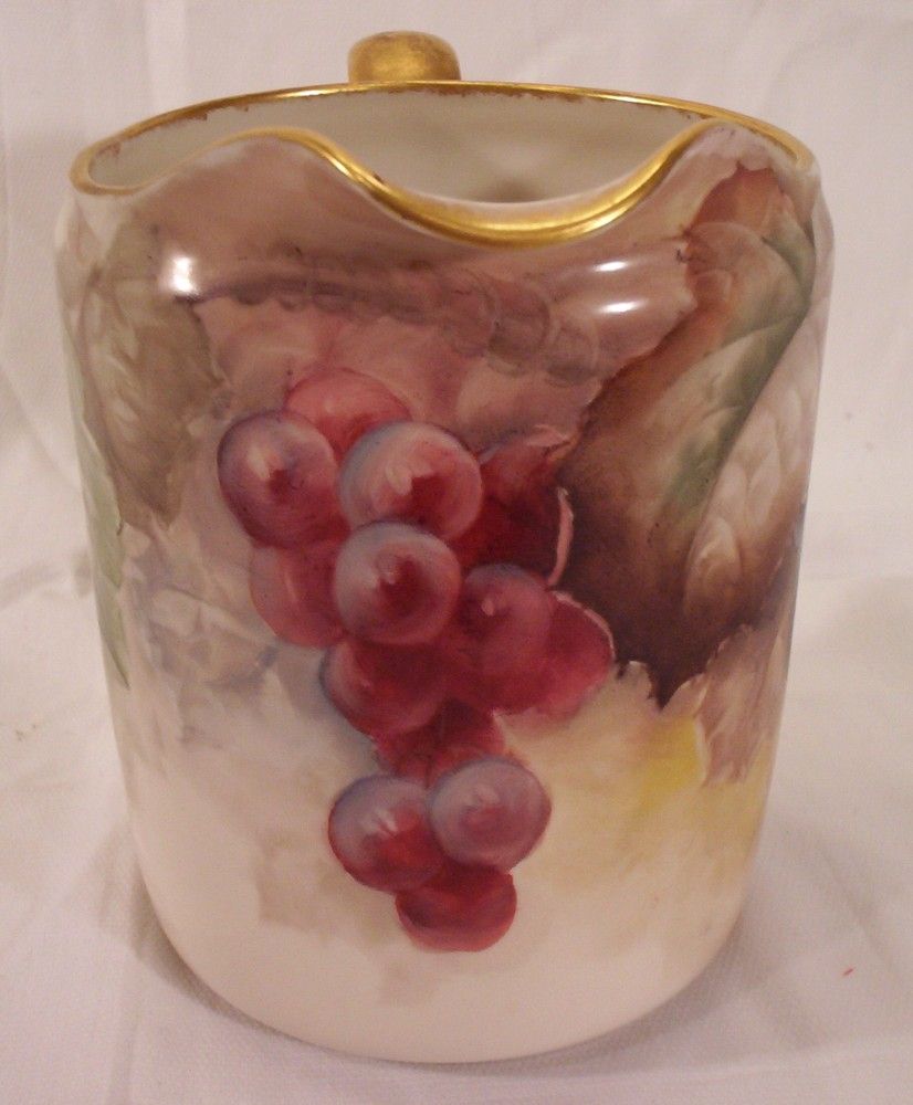 Vintage Willets Belleek Pitcher Hand Painted Grapes Vintage Willets Belleek Pitcher Hand Painted Grapes