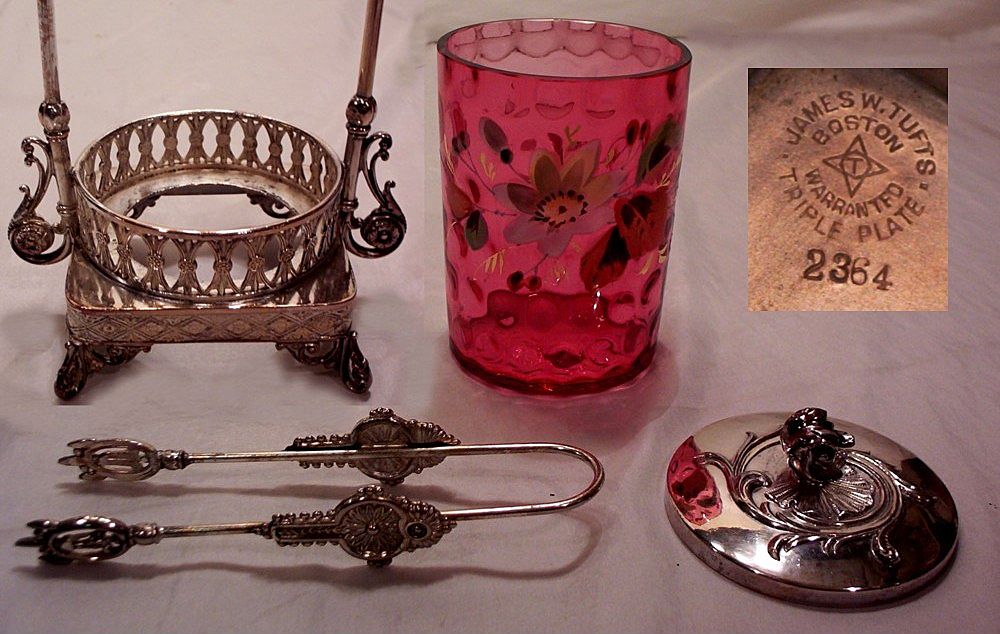 Fabulous Vintage Victorian Cranberry Hand Painted Enamel Pickle Castor Fabulous Vintage Victorian Cranberry Hand Painted Enamel Pickle Castor