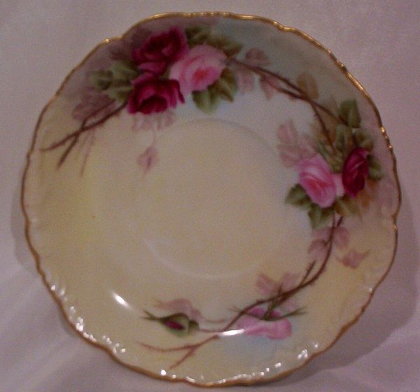 T&V Limoges Mustache Cup and Saucer Hand Painted Roses T&V Limoges Mustache Cup and Saucer Hand Painted Roses