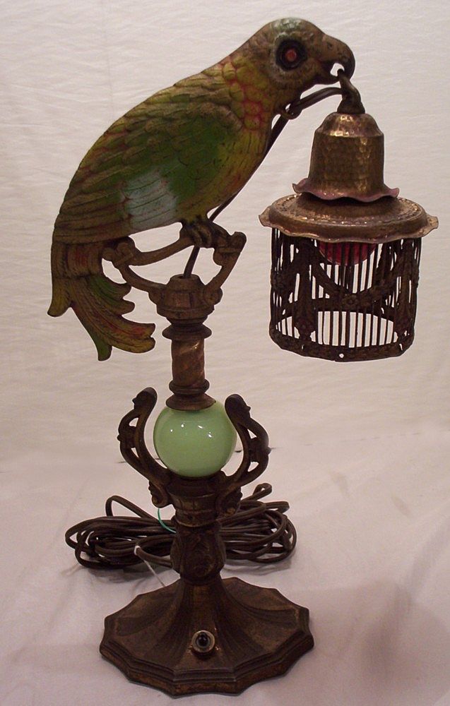 Fabulous Vintage Newel Post Cast Parrot Lamp Fabulous Vintage Newel Post Cast Parrot Lamp