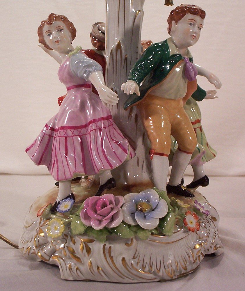 Fabulous Pair Dresden Lithopane Porcelain Lamps Fabulous Pair Dresden Lithopane Porcelain Lamps