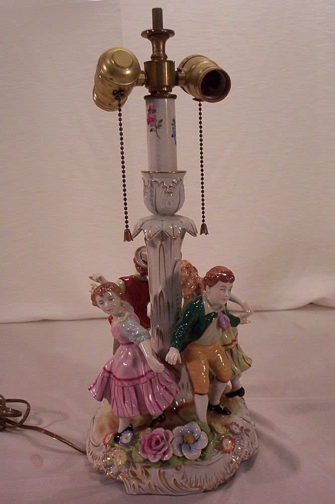 Fabulous Pair Dresden Lithopane Porcelain Lamps Fabulous Pair Dresden Lithopane Porcelain Lamps