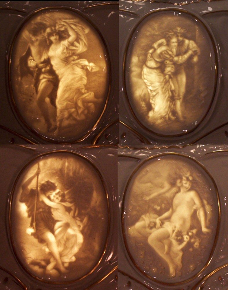 Fabulous Pair Dresden Lithopane Porcelain Lamps Fabulous Pair Dresden Lithopane Porcelain Lamps