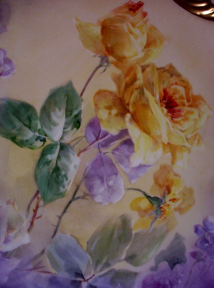 Fabulous Limoges Charger Decorated with Hand Painted Roses Fabulous Limoges Charger Decorated with Hand Painted Roses