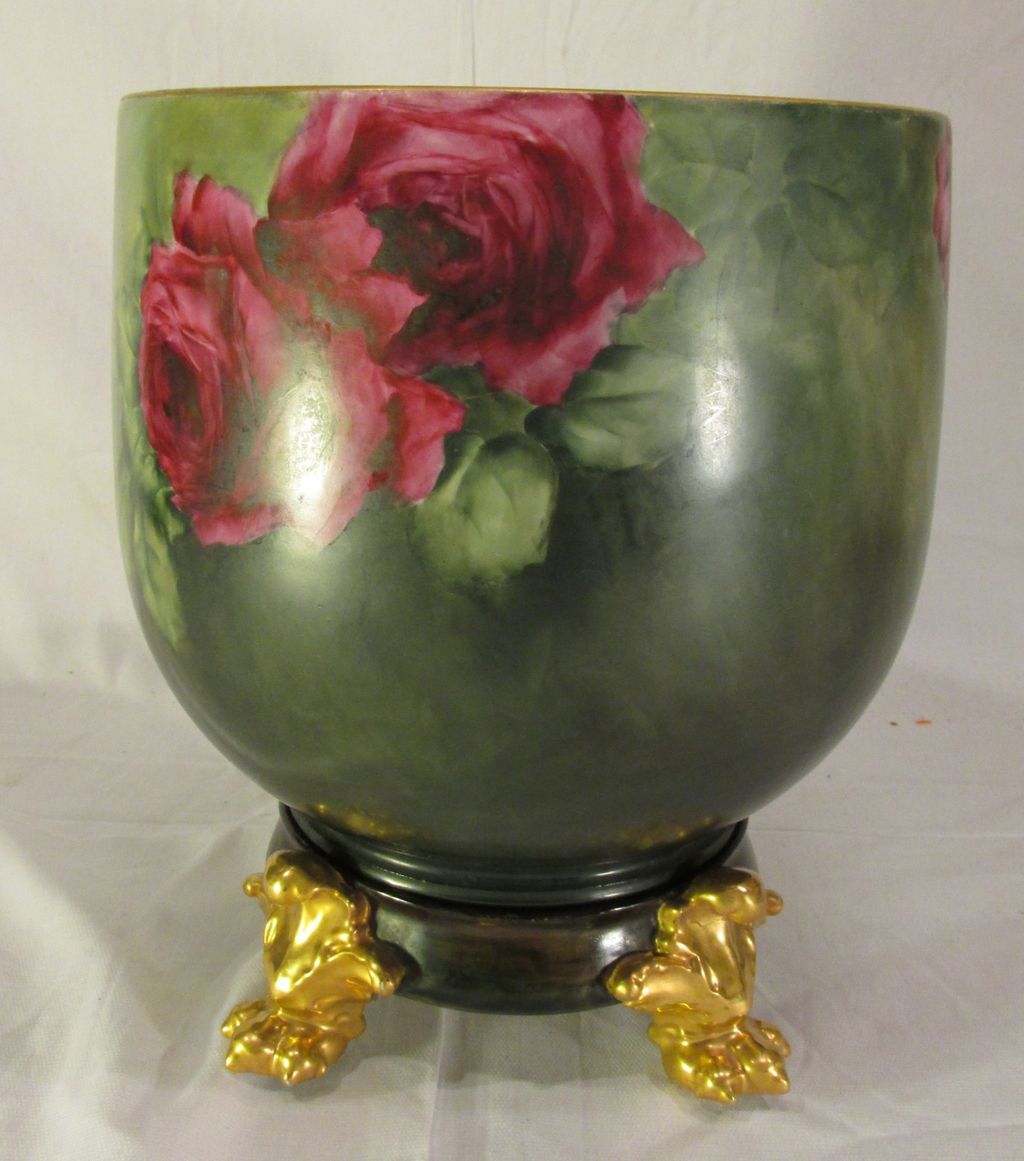Huge Vintage Limoges Jardiniere Planter Pot with Roses Huge Vintage Limoges Jardiniere Planter Pot with Roses