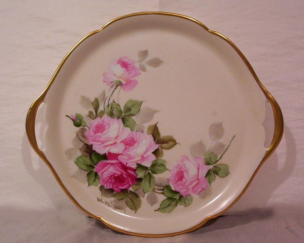Vintage T & V Limoges Cake Plate with Roses by Walter Wilson Vintage T & V Limoges Cake Plate with Roses by Walter Wilson