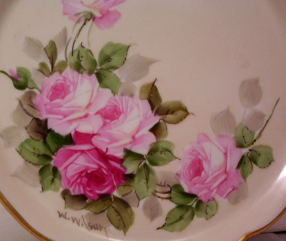 Vintage T & V Limoges Cake Plate with Roses by Walter Wilson Vintage T & V Limoges Cake Plate with Roses by Walter Wilson
