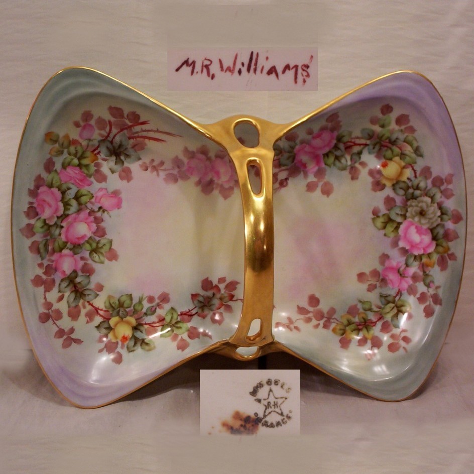 Limoges Basket Decorated with Hand Painted Roses Limoges Basket Decorated with Hand Painted Roses