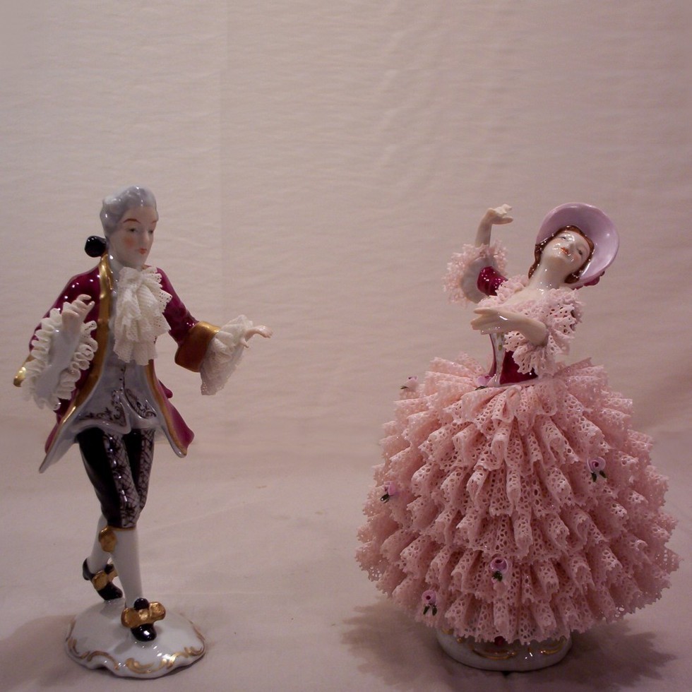 Vintage Dresden Porcelain Figurines Dancers Lady and Man Vintage Dresden Porcelain Figurines Dancers Lady and Man