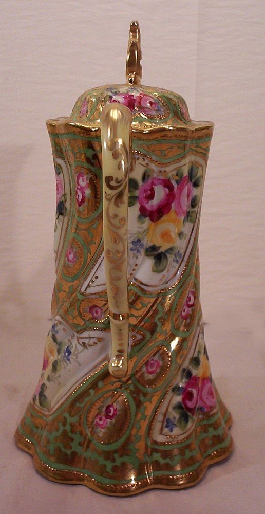 Vintage Nippon Chocolate Pot Decorated with Hand Painted Roses Vintage Nippon Chocolate Pot Decorated with Hand Painted Roses