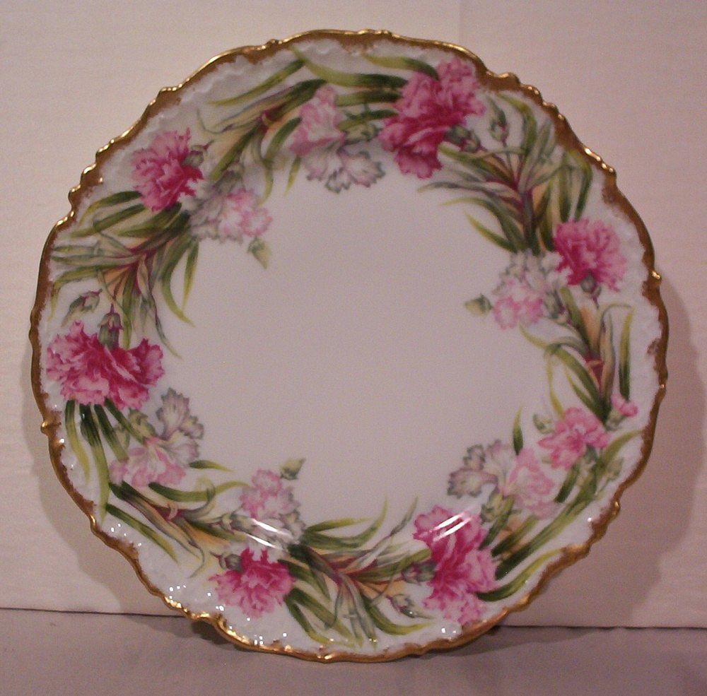 Vintage Limoges Plates Set of 5 Hand Painted Carnations Vintage Limoges Plates Set of 5 Hand Painted Carnations