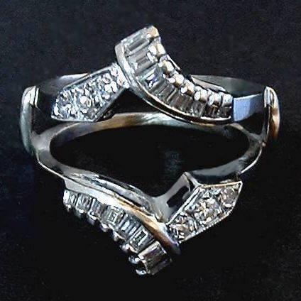 Vintage 14K White Gold DIAMOND Ring Guard Jacket VS1-VS2 Diamonds c.1960's! Vintage 14K White Gold DIAMOND Ring Guard Jacket VS1-VS2 Diamonds c.1960's!