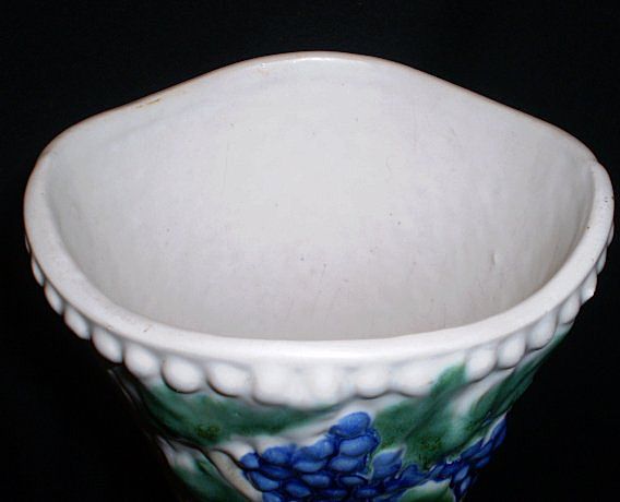 MCCOY "Antique Curio" 14 1/2" Tall White Vase - Grapes & Leaves MCCOY "Antique Curio" 14 1/2" Tall White Vase - Grapes & Leaves