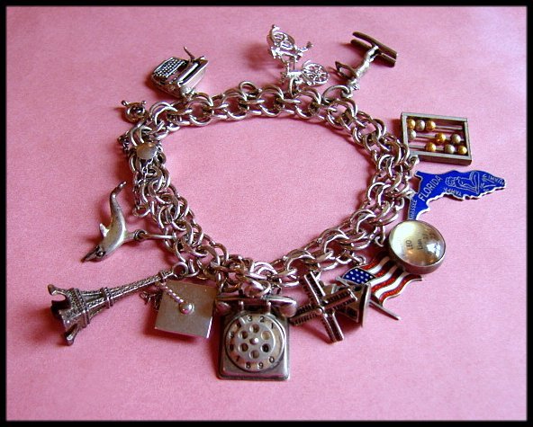 Sterling Silver Charm Bracelet with 12 Sterling Charms Sterling Silver Charm Bracelet with 12 Sterling Charms
