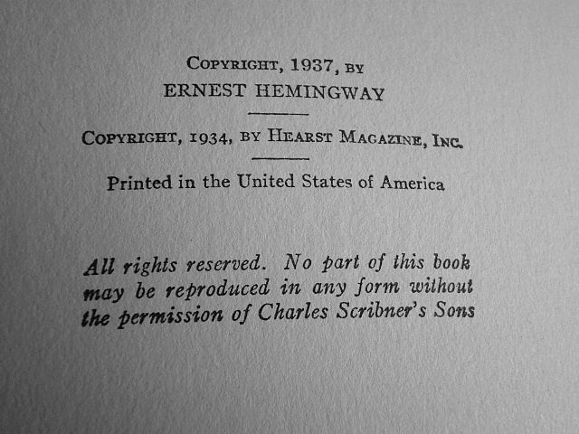 Hemingway 'To Have and Have Not' 1937 - First Edition Hemingway 'To Have and Have Not' 1937 - First Edition