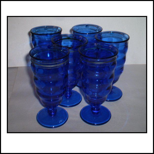 Smith Glass Set of Six (6) Cobalt Blue Goblets Smith Glass Set of Six (6) Cobalt Blue Goblets