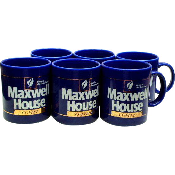 Maxwell House Coffee - Set of Six Cobalt Blue Advertising Mugs Maxwell House Coffee - Set of Six Cobalt Blue Advertising Mugs