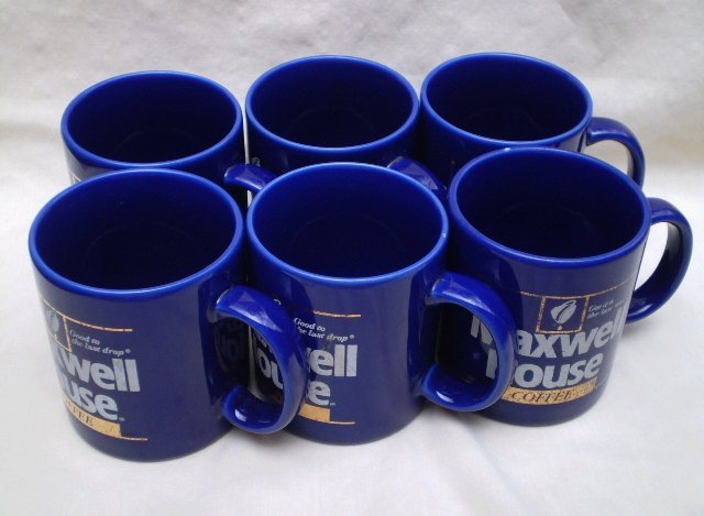 Maxwell House Coffee - Set of Six Cobalt Blue Advertising Mugs Maxwell House Coffee - Set of Six Cobalt Blue Advertising Mugs