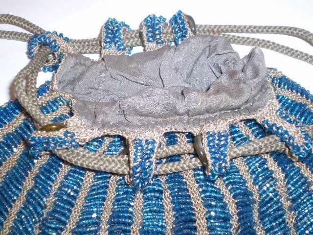 Cobalt Blue Beaded Drawstring Purse Reticule - Free Shipping Cobalt Blue Beaded Drawstring Purse Reticule - Free Shipping