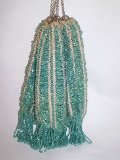Turquoise Beaded Flapper Purse Bag Reticule - Free Shipping Turquoise Beaded Flapper Purse Bag Reticule - Free Shipping