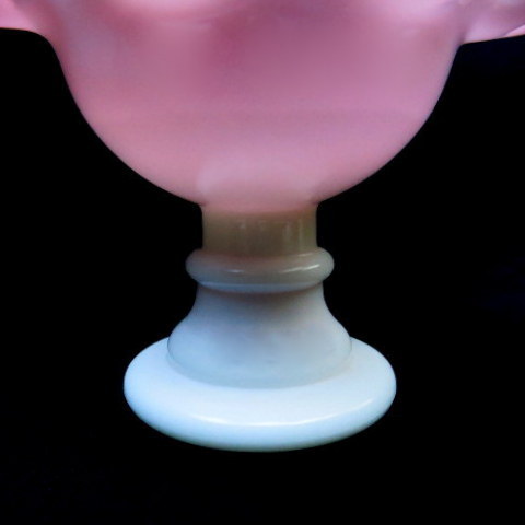 PAIR Fenton Peach Crest Candleholders Footed & Double Crimped PAIR Fenton Peach Crest Candleholders Footed & Double Crimped