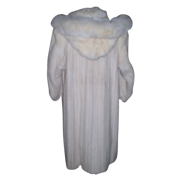 Full Length White Mink Fur Coat with Detachable Mink Hood Full Length White Mink Fur Coat with Detachable Mink Hood