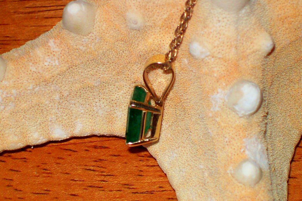 Emerald Cut 3.10 Carat Emerald in 14Kt. Yellow Gold with Vintage Gold Filled Chain Emerald Cut 3.10 Carat Emerald in 14Kt. Yellow Gold with Vintage Gold Filled Chain