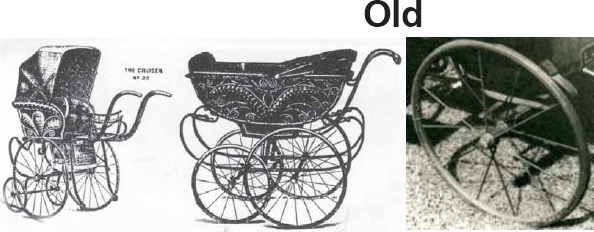 antique wooden baby stroller