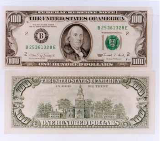 one hundred dollar bill front and back