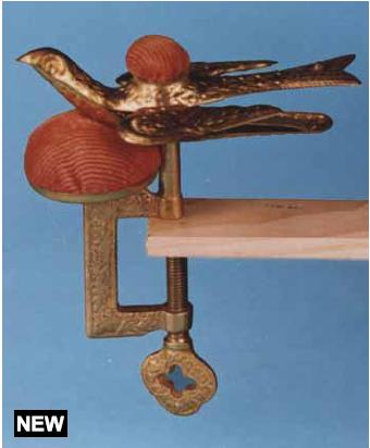 Solid Brass Replica Victorian Bird Sewing Clamp Pincushion