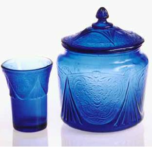 1970s Vintage Italian Cobalt Blue Glass Cookie Jar