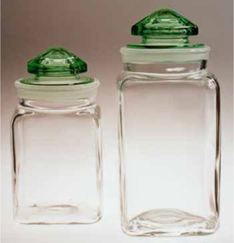 Large Green Depression Glass Ribbed Cookie Jar Canister - Ruby Lane