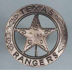 Texas Rangers Co. D Peso Back Badge.