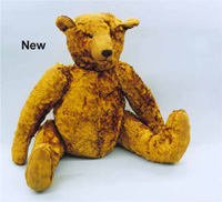 Antique jointed teddy bear straw filled Germany 1940s