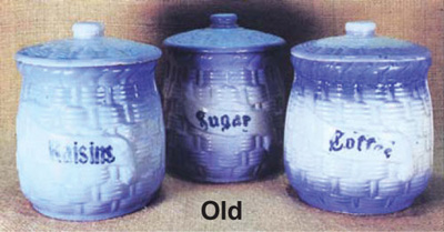 Blue And White Stoneware Kitchen Canisters