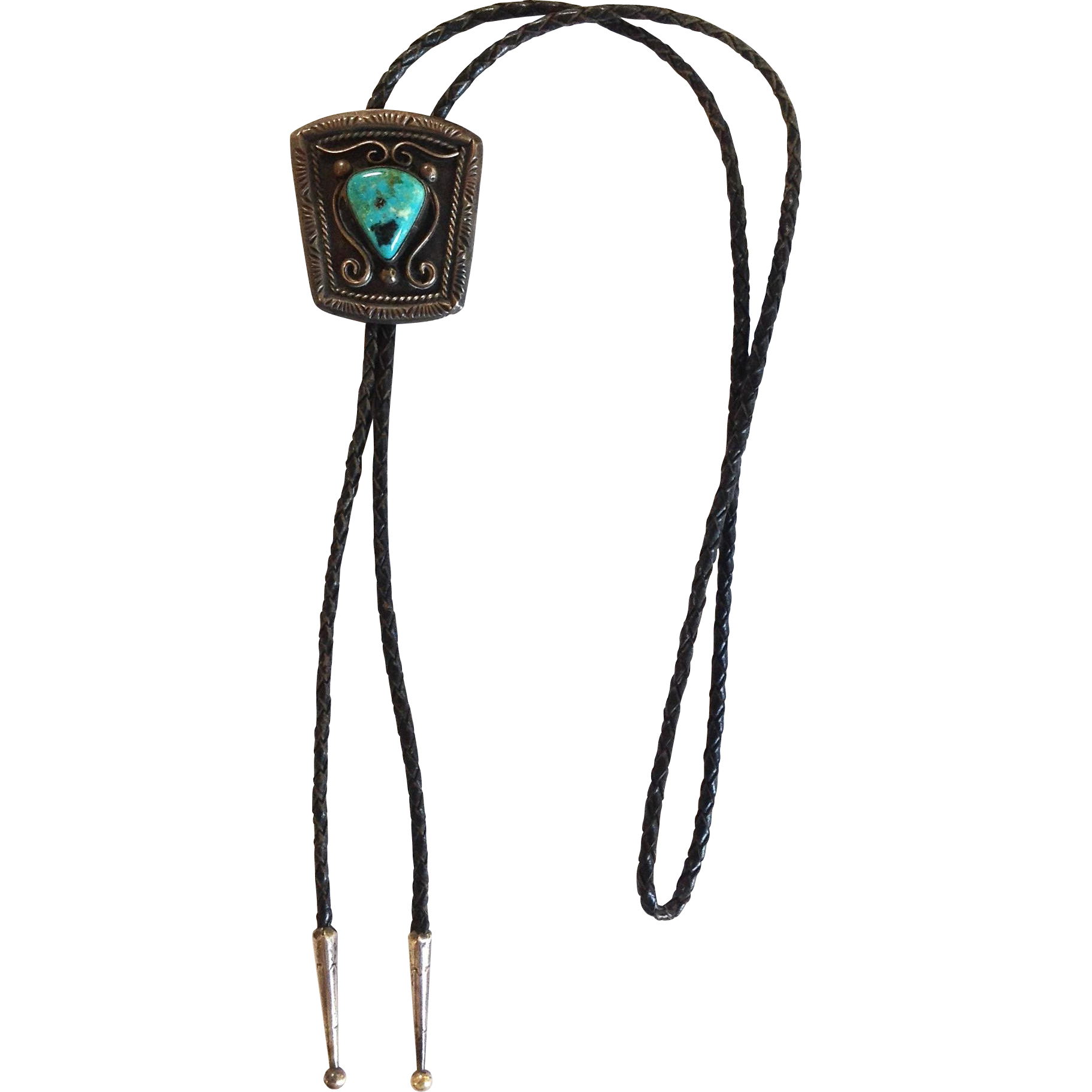 George Kee Native American Turquoise And Silver Bolo Tie from ...