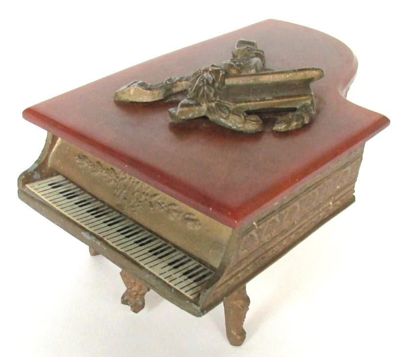 Vintage Swiss Grand Piano Music Box, Bakelite Lid, 1940s from ...