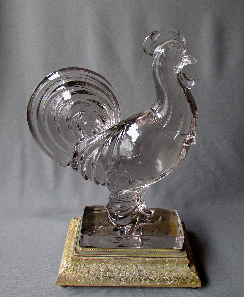 Pair Vintage Art Deco GLASS ROOSTER LAMPS with Illuminating Stands from ...